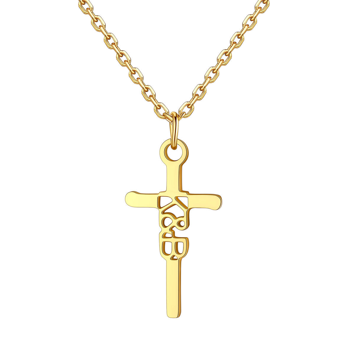 Personalized Name Cross Necklace in Gold Plated