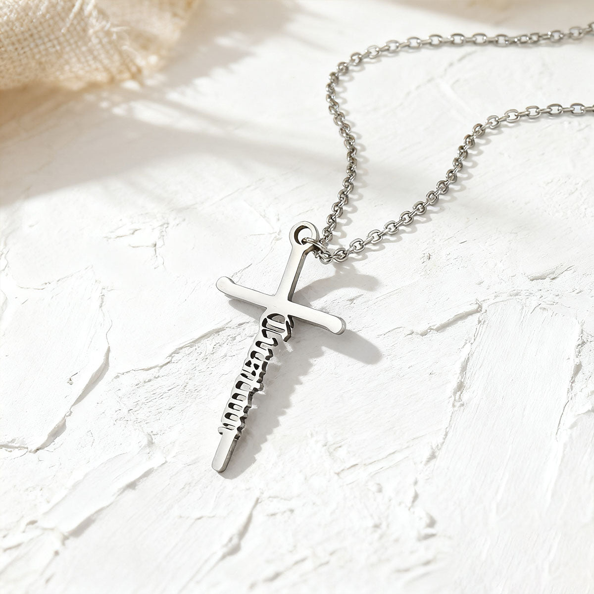 Personalized Name Cross Necklace in Silver