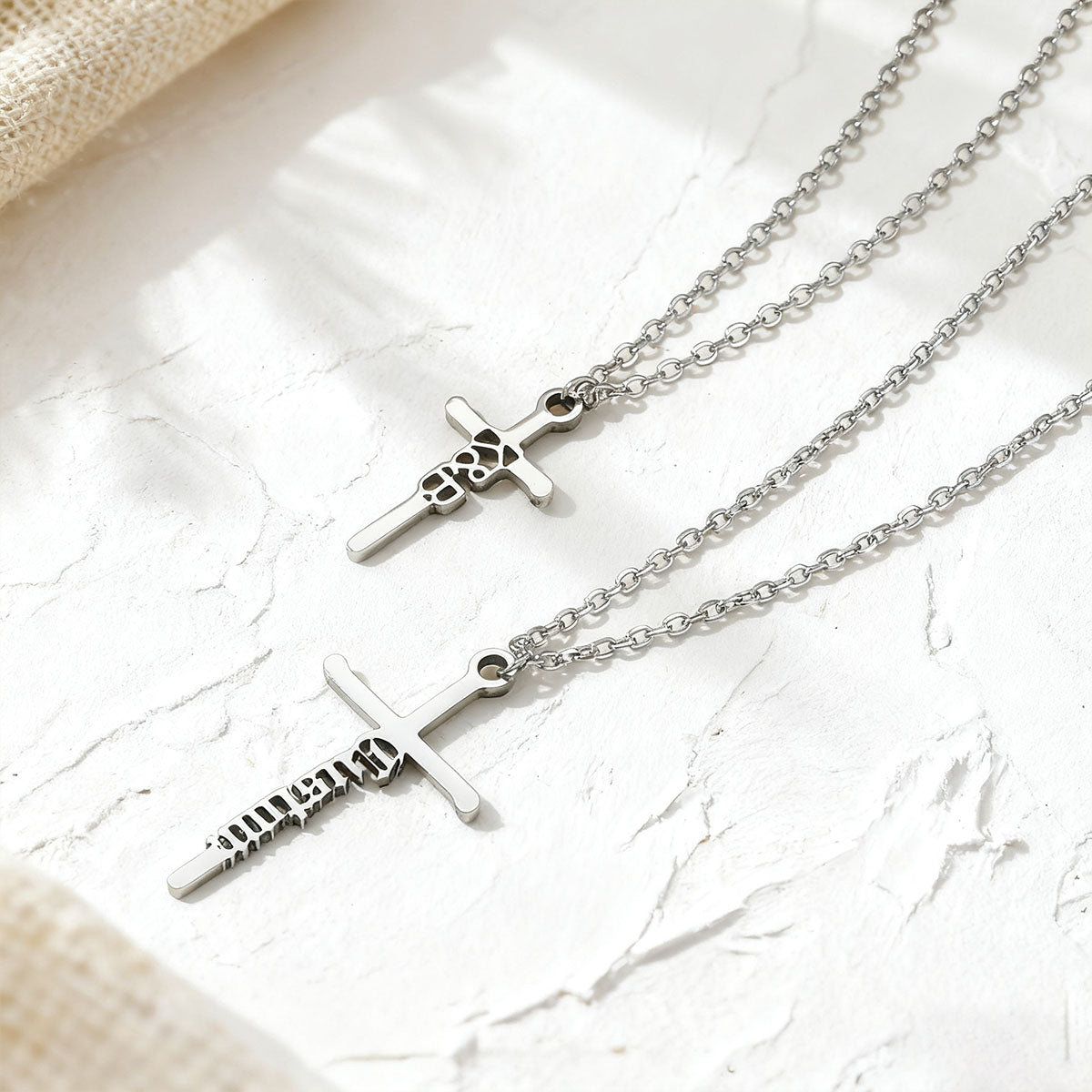 Personalized Name Cross Necklace in different size