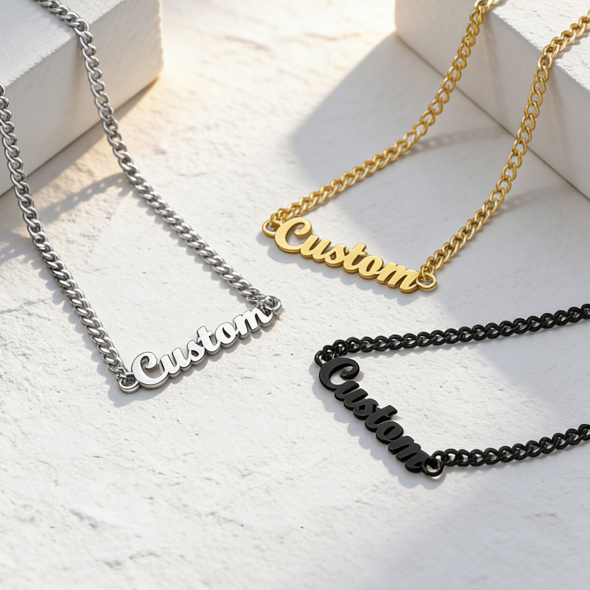 Personalized Name Cuban Chain Necklace for Men Women in different color