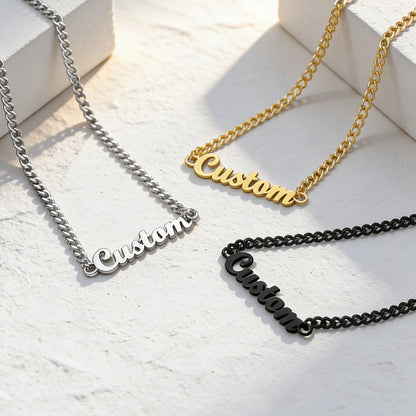 Personalized Name Cuban Chain Necklace for Men Women in different color
