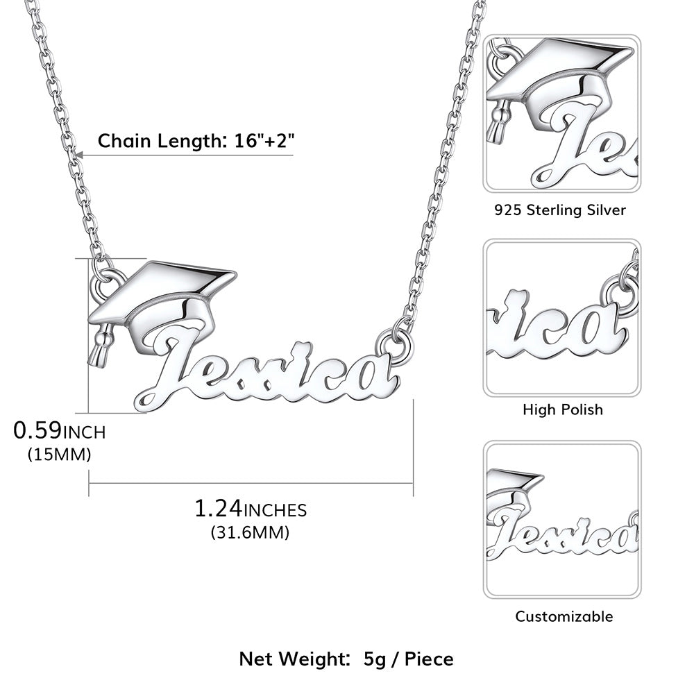 Personalized Name Graduation Necklace Size