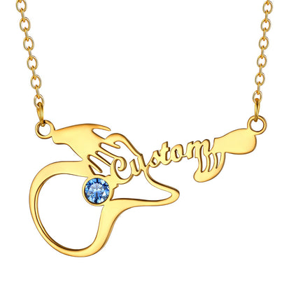 Personalized Name Guitar Birthstone Necklace Gold Plated