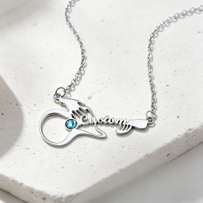 Personalized Name Guitar Birthstone Necklace in Steel