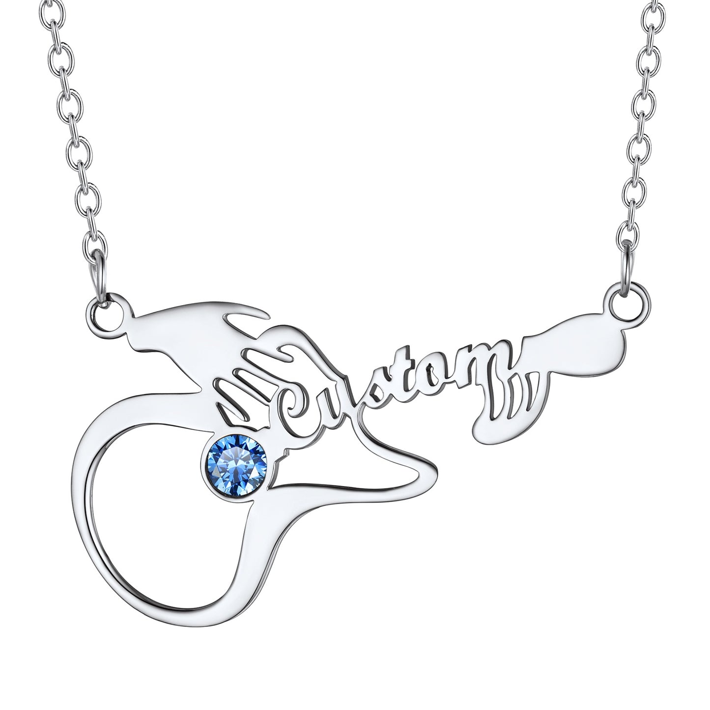 Personalized Name Guitar Necklace with Birthstone for Women