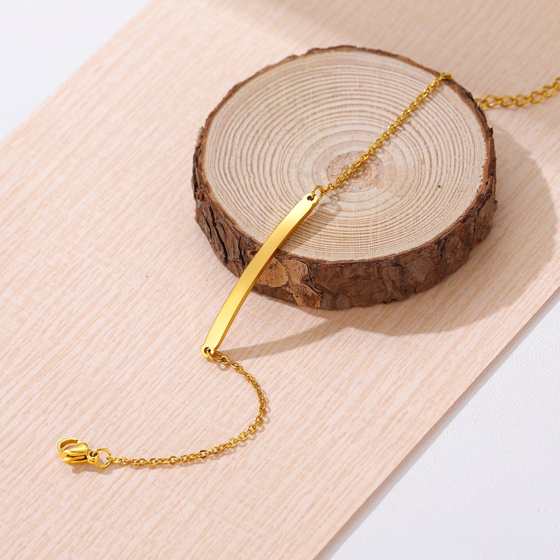 Personalized Name ID Bar Bracelet Gold Plated