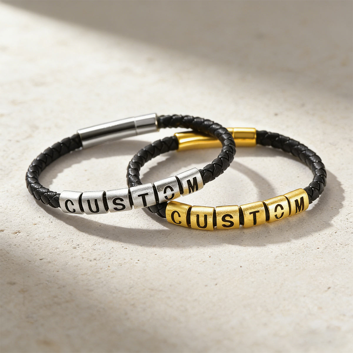 Personalized Name Initials Leather Bracelet in different color