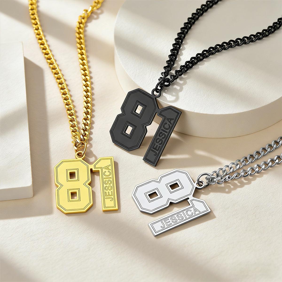 Personalized Name Number Necklace Jersey Number Necklace in different color