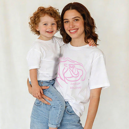 Personalized Name Rose T Shirt for Mom 1-4 Names 