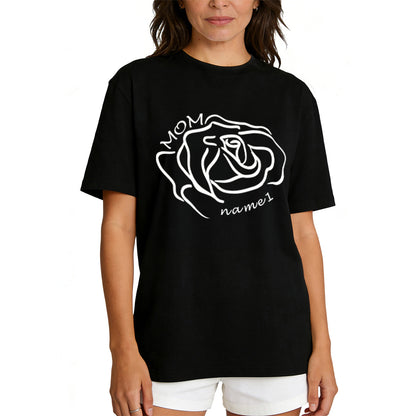  Personalized Name Rose T Shirt for Mom 1 Names Black