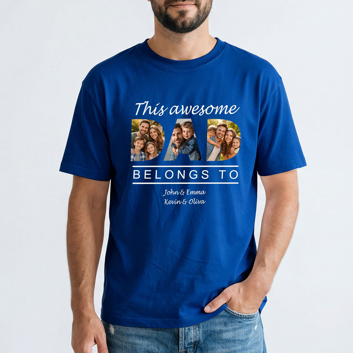 Personalized Name and Photo T Shirt Blue