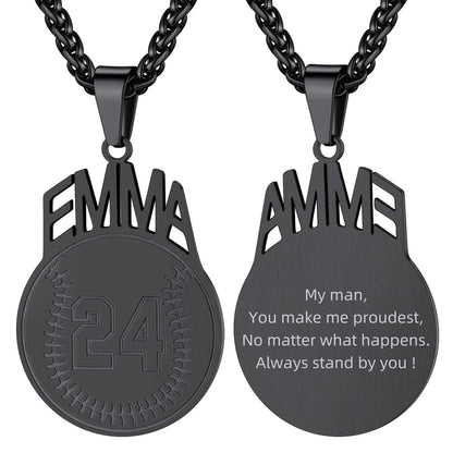 Personalized Name baseball Sport Necklaces Black Plated