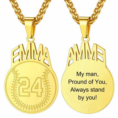Personalized Name baseball Sport Necklaces Gold Plated
