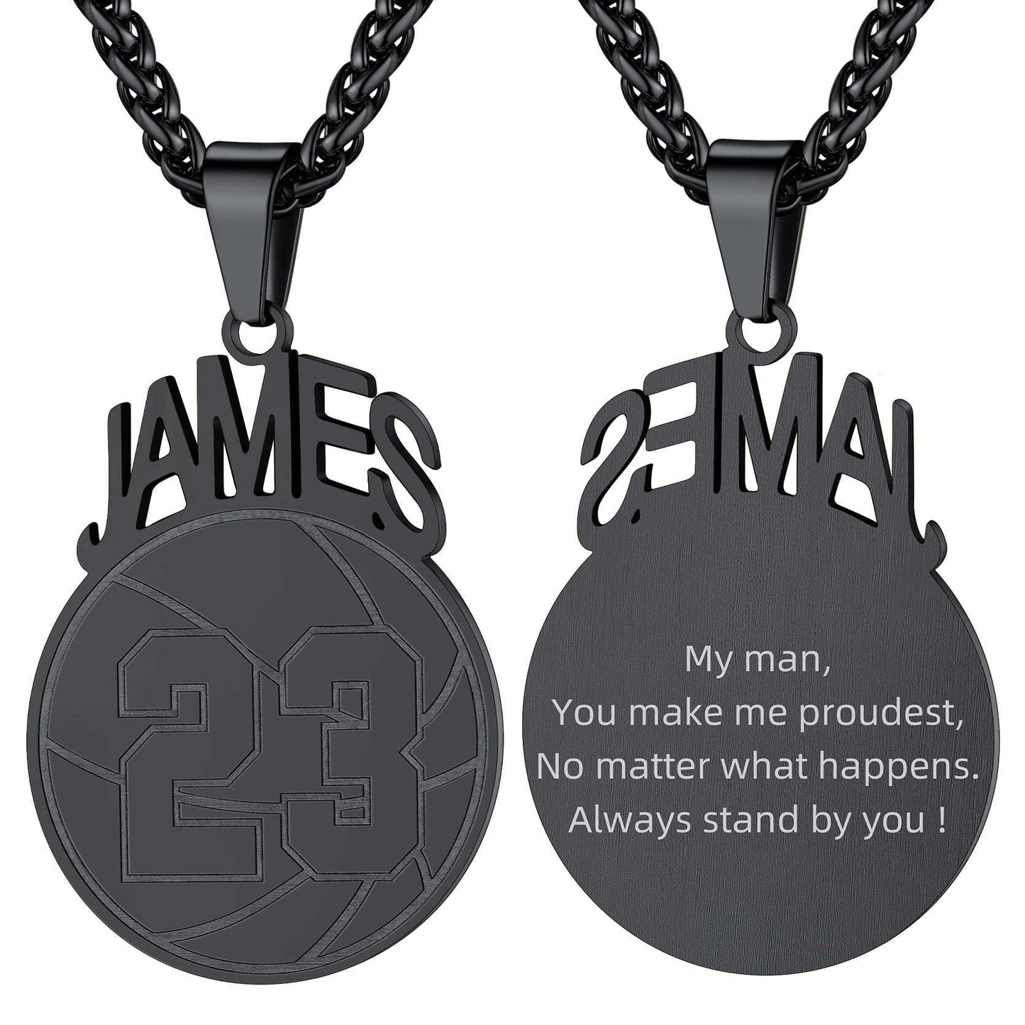 Personalized Name basketball Sport Necklaces Black Plated