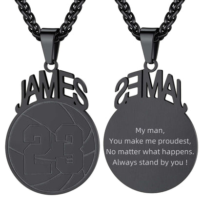 Personalized Name basketball Sport Necklaces Black Plated