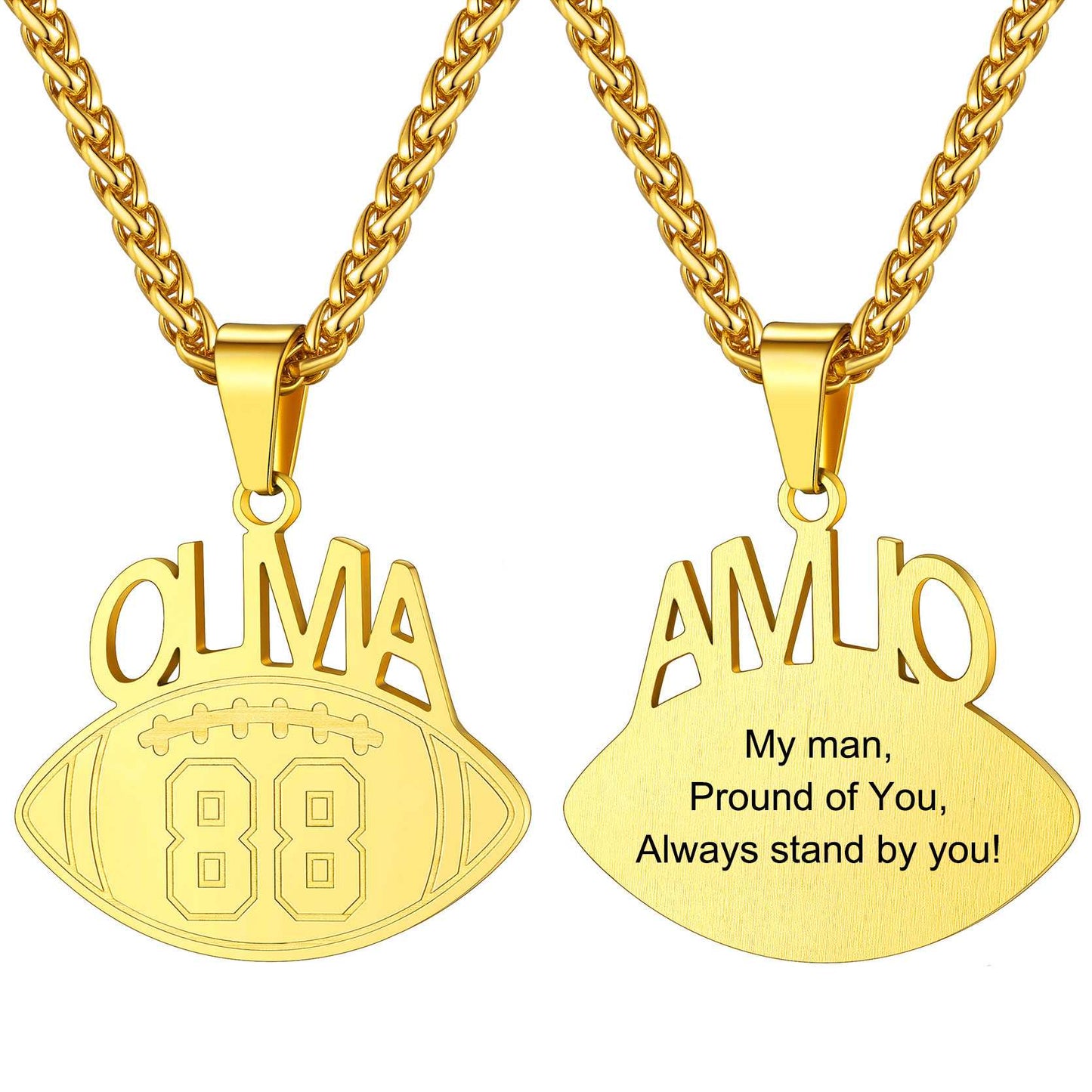 Personalized Name football Sport Necklaces Gold Plated
