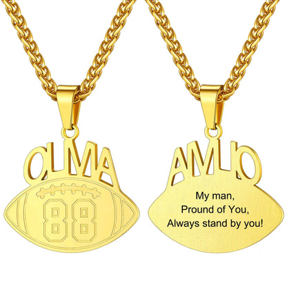 Personalized Name football Sport Necklaces Gold Plated