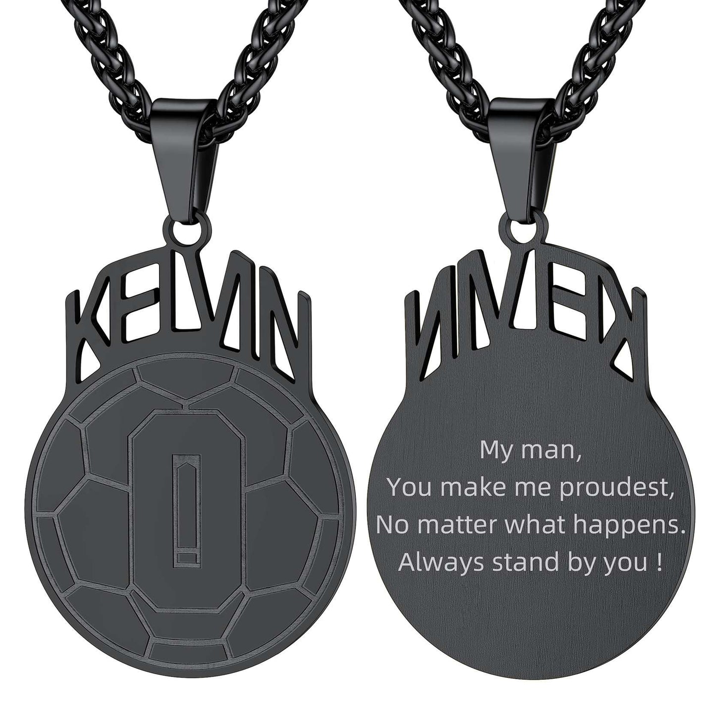 Personalized Name soccer Sport Necklaces Black Plated