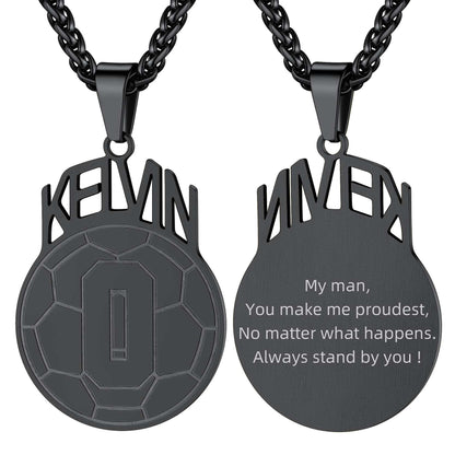 Personalized Name soccer Sport Necklaces Black Plated