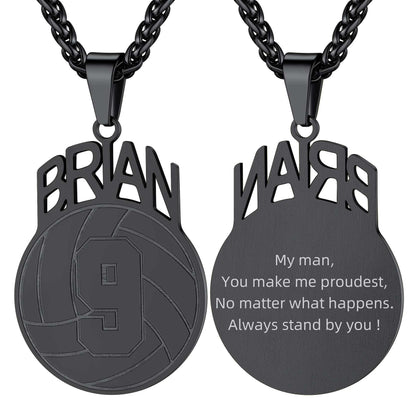Personalized Name volleyball Sport Necklaces Black Plated