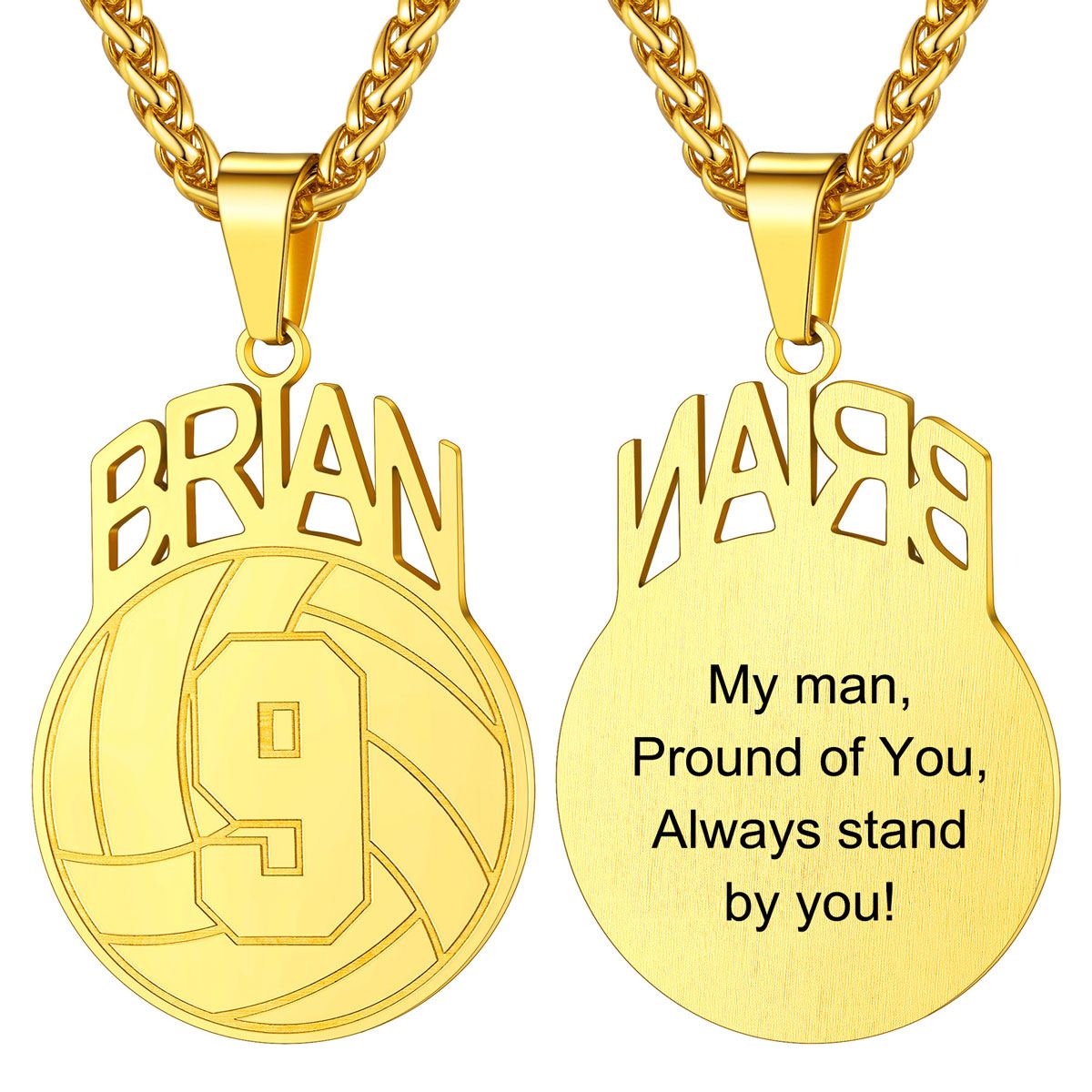 Personalized Name volleyball Sport Necklaces Gold Plated