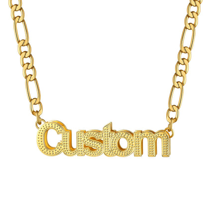 Personalized Nameplated Figaro Chain Necklace 5MM Gold Plated