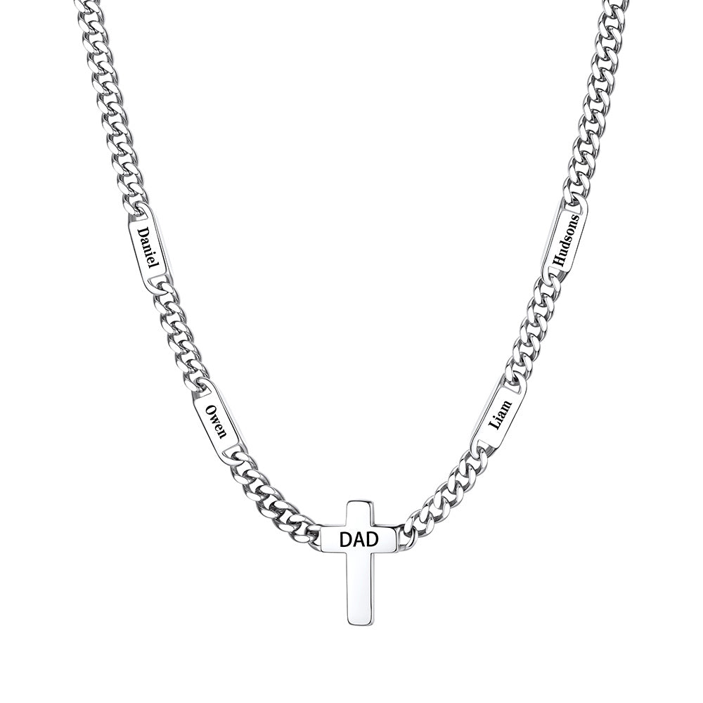 Personalized Names Cuban Chain Cross Necklace