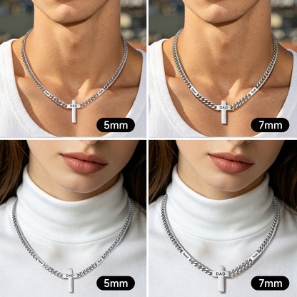 Personalized Names Cuban Chain Cross Necklace 5/7MM