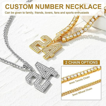 Personalized Number Necklaces Set 2 options Chain