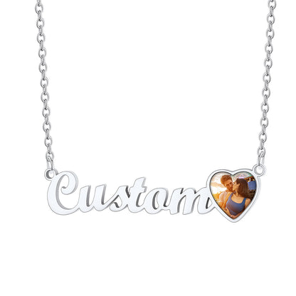 Personalized Photo Name Necklace in Steel