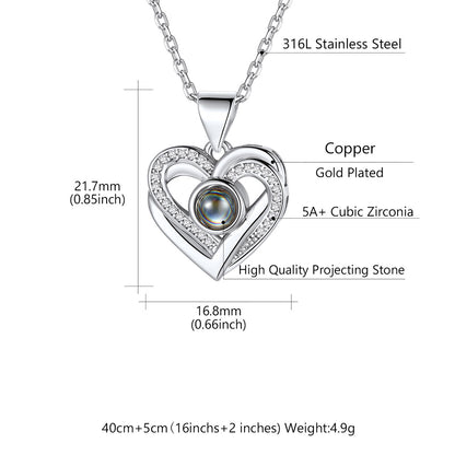 Personalized Photo Projection Heart Necklace Dimension, Durable