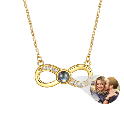 Personalized Photo Projection Infinity Necklace in Gold Plated