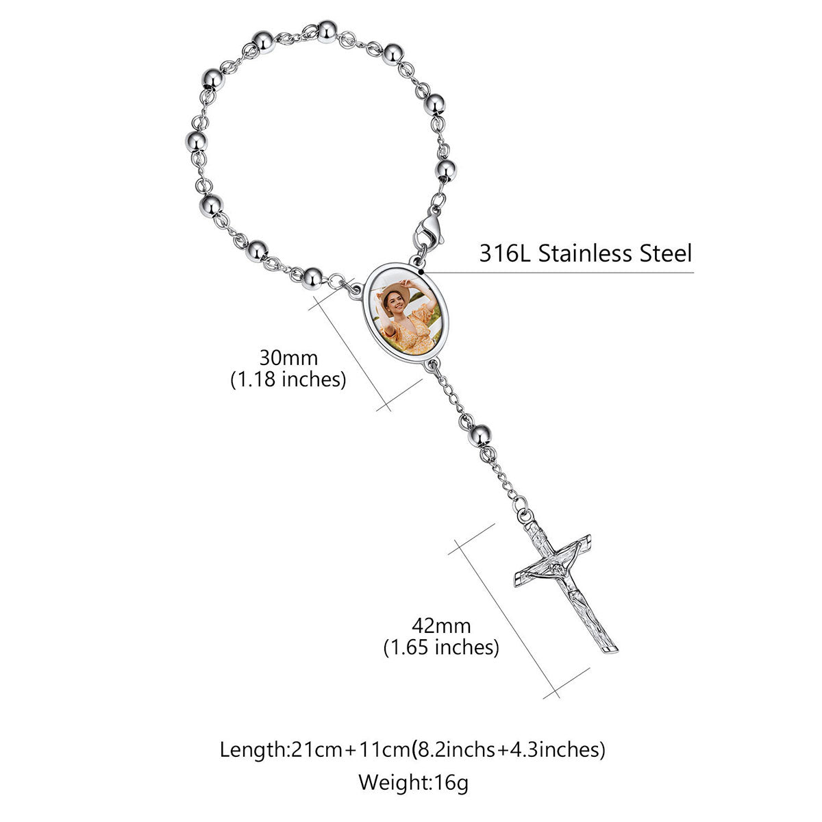 Personalized Photo Rosary Beads Bracelets Dimension, Durable