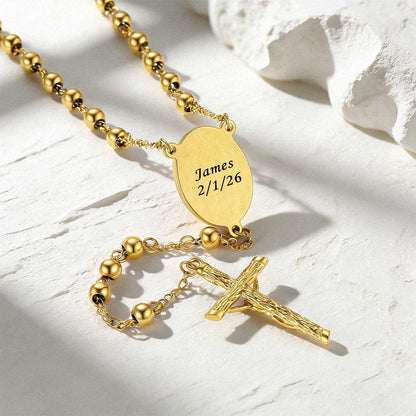 Personalized Photo Rosary Beads Necklace Engravable