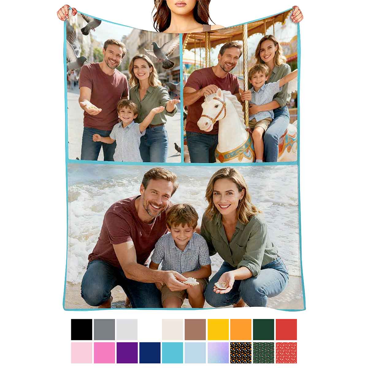 Personalized Photos Blanket Custom 3 Photos