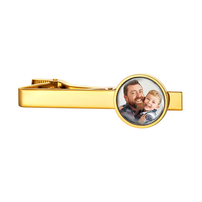 Personalized Picture Tie Clip for Wedding Gold Plated