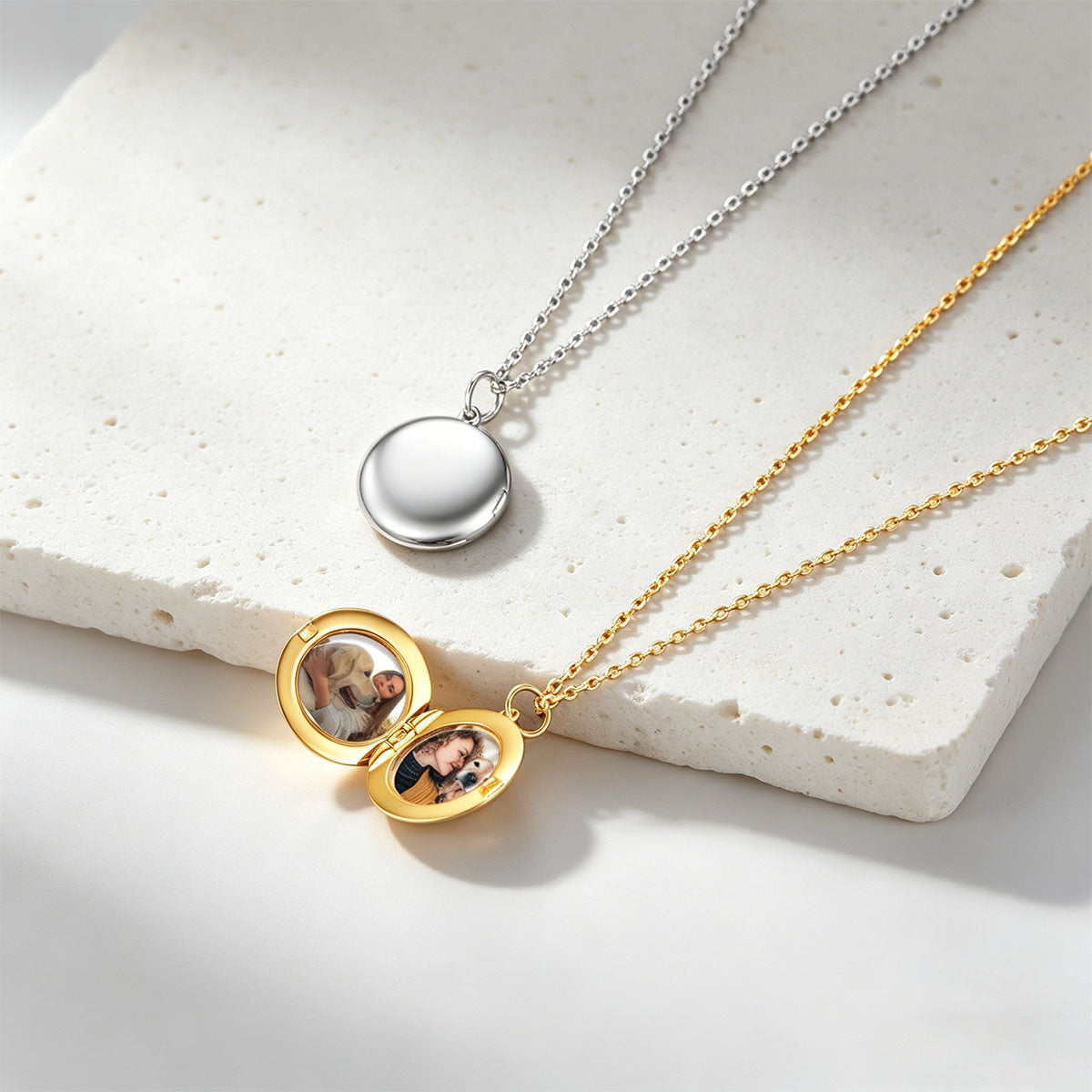 Personalized Round Locket Necklace with Photo in different color