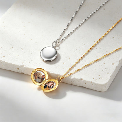 Personalized Round Locket Necklace with Photo in different color