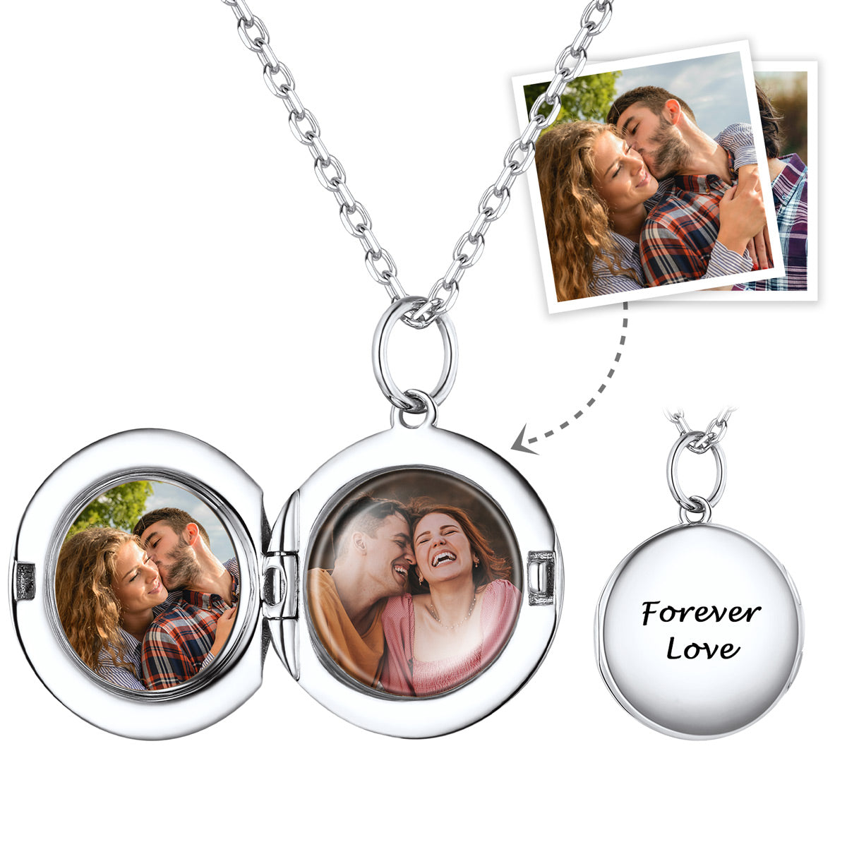 Personalized Round Locket Necklace with Pictures