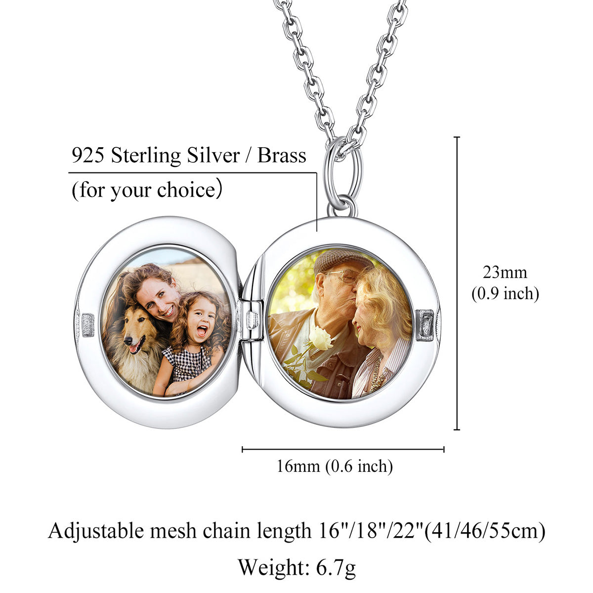 Personalized Round Locket Necklace with Pictures Dimension, Durable