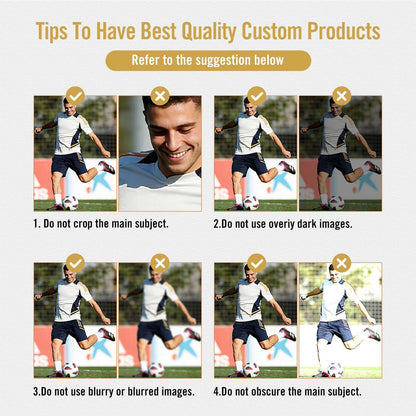 Guidelines for taking high-quality product photos with a soccer player in the background.