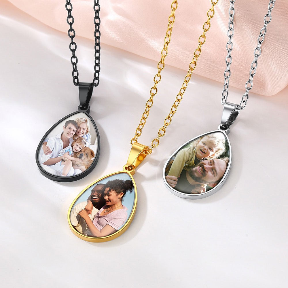 Personalized Teardrop Picture Necklaces