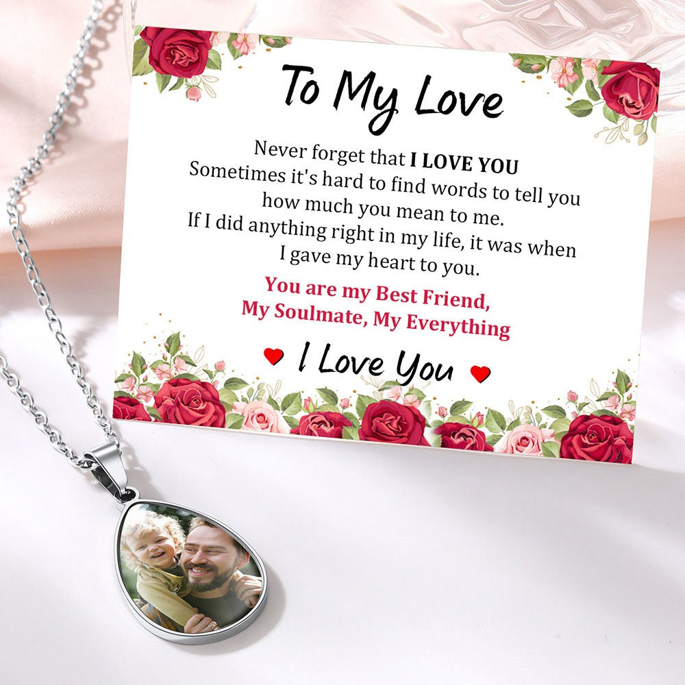 Personalized Teardrop Picture Necklaces for love