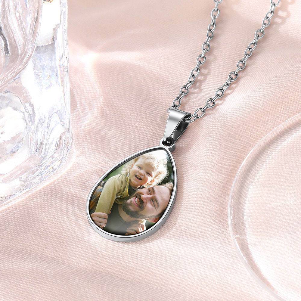 Personalized Teardrop photo Necklaces