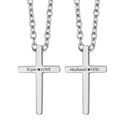 Personalized Thin Cross Necklace for Women