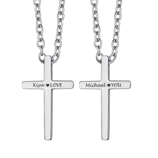 Personalized Thin Cross Necklace for Women