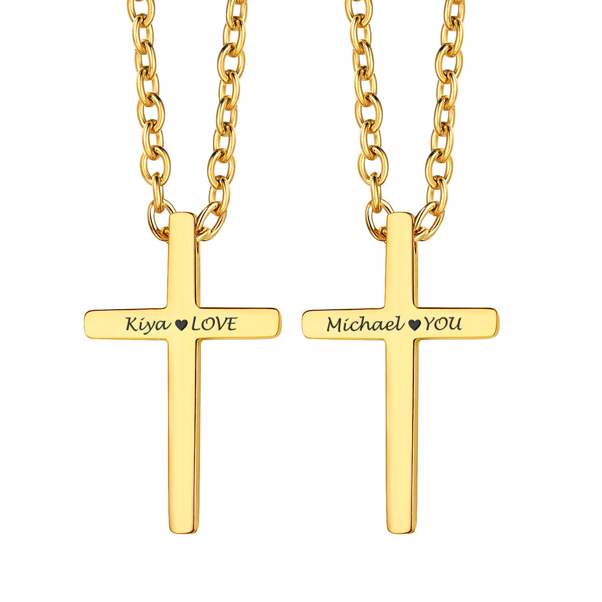 Personalized Thin Cross Necklace in Gold plated standard