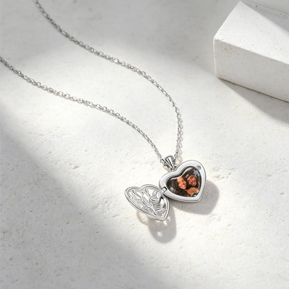 Personalized Tree of Life Heart Locket Picture Necklace in Sterling Silver
