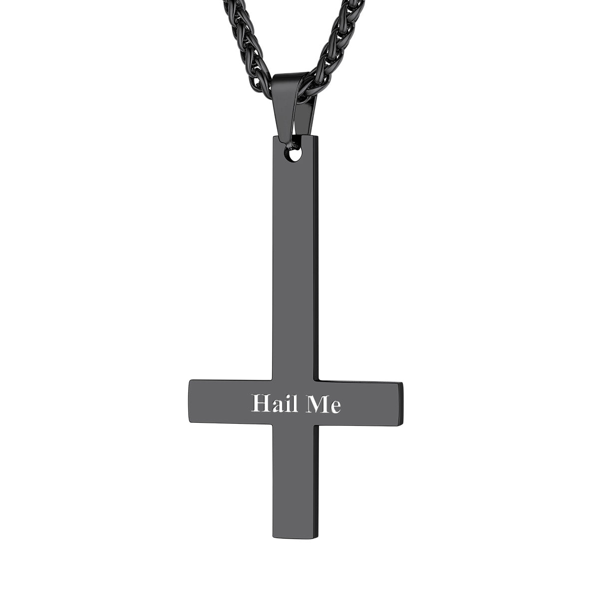 Personalized Upside Down Cross Necklace Black Plated