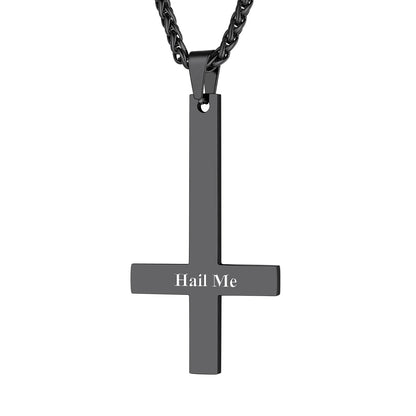 Personalized Upside Down Cross Necklace Black Plated